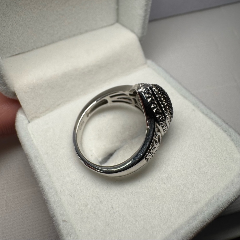 Blue Diamond 925 Sterling Silver Marquise Ring Size 8 - Picture 7 of 14